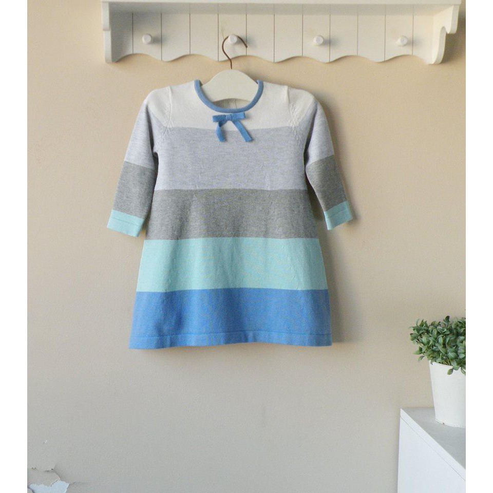 MOM AND BAB SWEATER DRESS KNITTING BLUE GREY