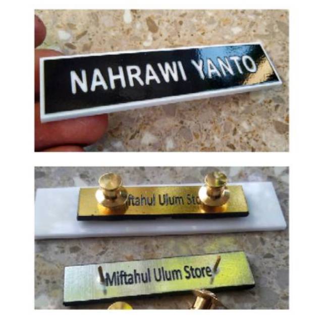 Name Tag Papan Nama Paku Cop Manset