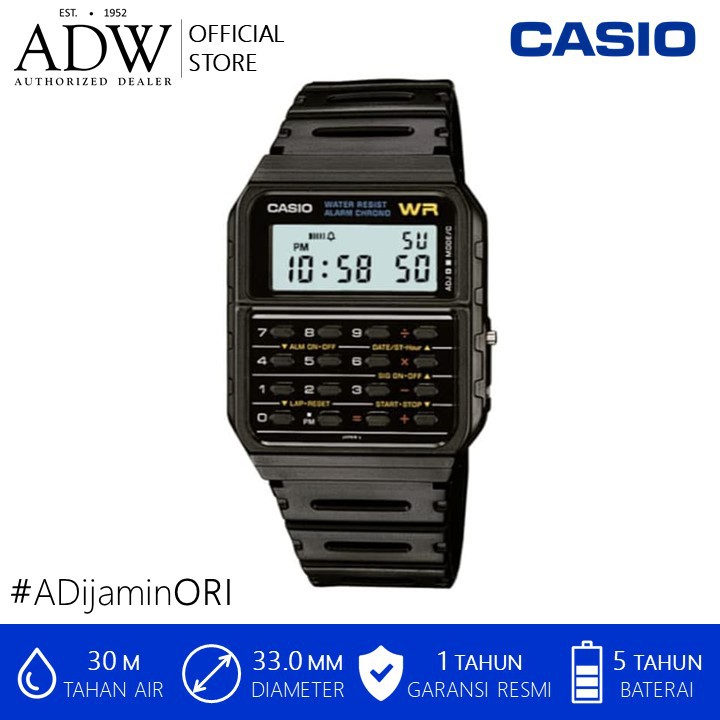 JUAL RUGI Casio Men's Digital Calculator Black Dial Watch - CA-53W-1Z