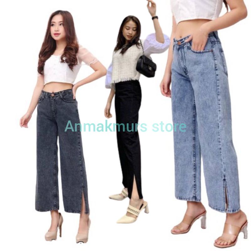 KULOT JEANS EONNI KULOT JEANS BELAH PREMIUM KULOT JEANS WANITA Kulot Jeans Belah Samping Kulot Jeans