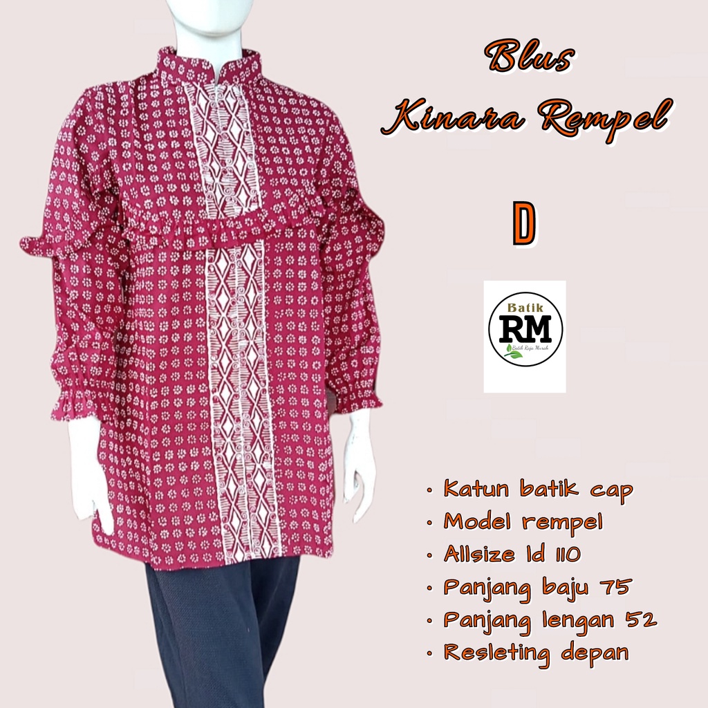 Blus kinara rempel cap batik solo atasan kerja blus wamita kerja