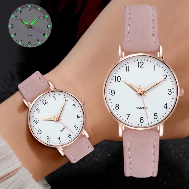 [COD] Jam Tangan Wanita Strap Pu Leather Casual Polos / Jam Tangan Wanita Quartz Analog Import