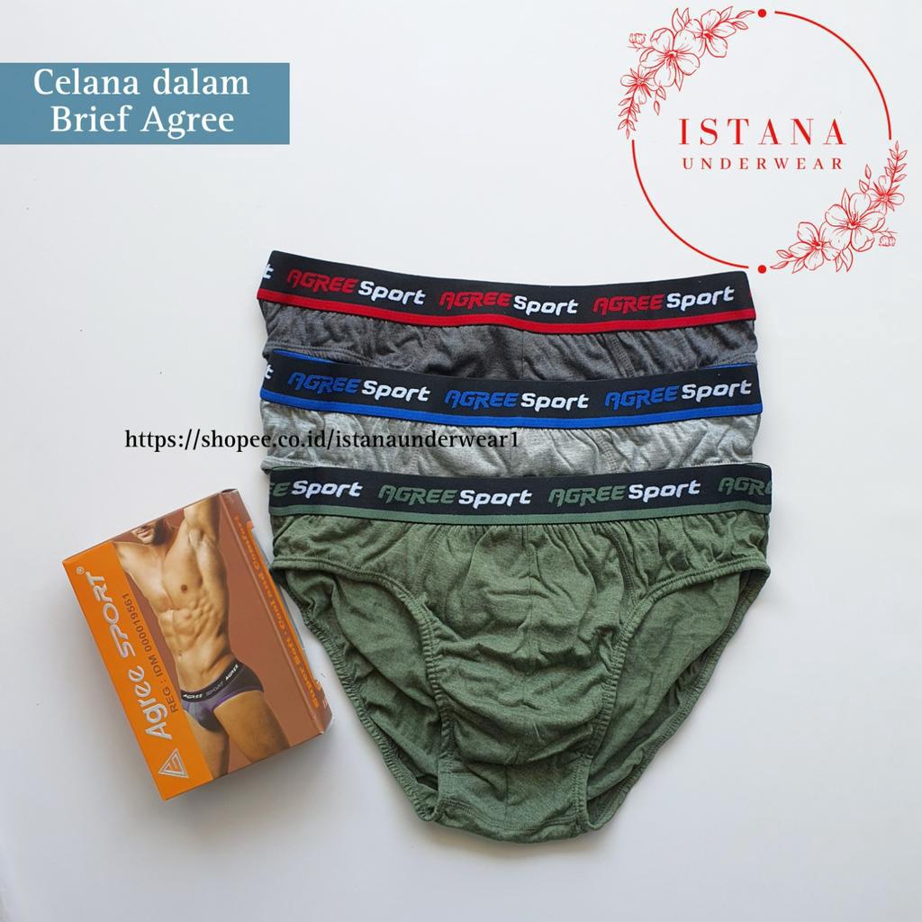 (1 box isi 3 pcs) Cd Celana dalam Agree sport pria dewasa lembut dan nyaman