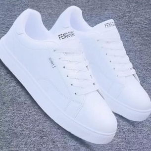 Sepatu pria casual sepatu putih pria sneakers putih HK-PUTIH POLOS