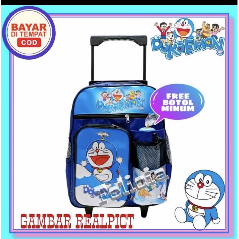 tas troli anak doraemon tas rangsel troli tk dan sd