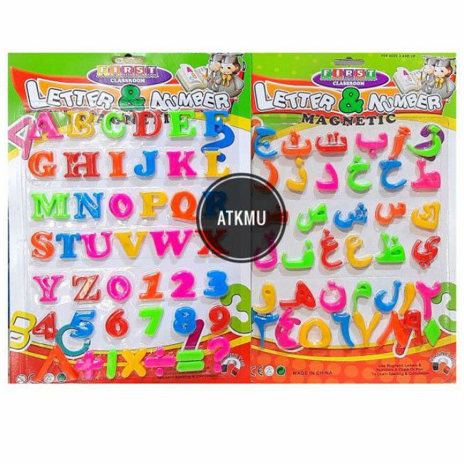 Letter & Number Magnetic / Magnet Huruf & Angka / Huruf Kapital dan Hijaiyah / Tempelan Kulkas