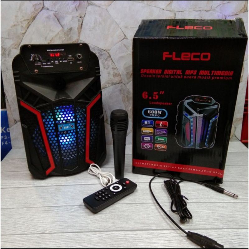 ✅cod Speaker karaoke bluetooth fleco 611 /612 speaker 6.5inchi LED disco 600wat