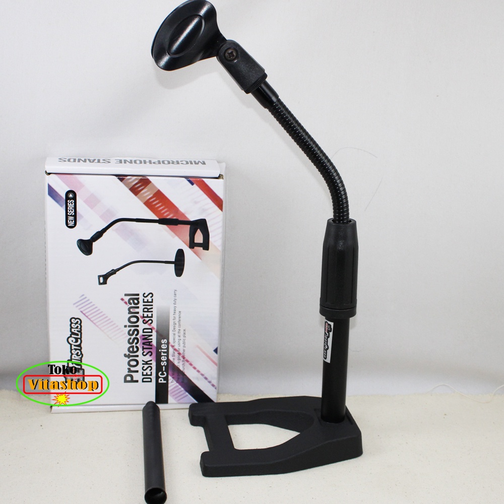 Stand Mic Meja Bodi Besi FISRTCLASS Standmic Fungsi 2 in 1 Microphone Elastis