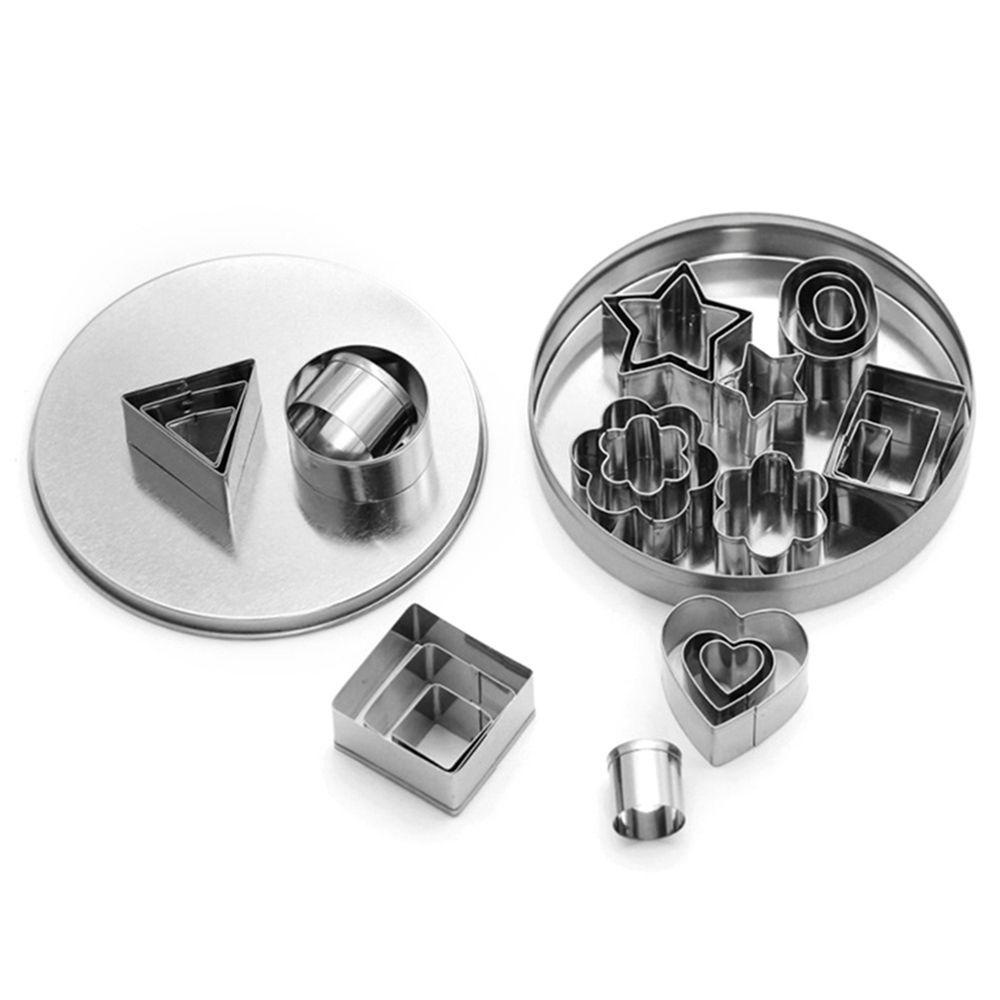 Preva 24 Pcs Cookies Cutter Dekorasi Rumah &amp; Dapur Cetakan Kue Cetakan Fondant Stainless Steel Cetakan Biskuit Slicer