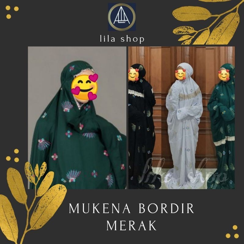 Mukena dewasa bordir merak | Mukena terusan rayon