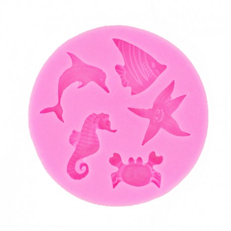 Cetakan Silikon Laut Silicone Mold Pink Sea World Premium Dolphin Star Fish Sea Horse Ikan Lumba Oven Safe Babymaniashop Jelly Clay Play Doh Resin