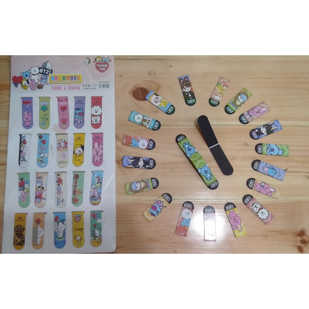 Pembatas Buku Magnet BT21 Pembatas Buku Lucu Bookmark Karakter