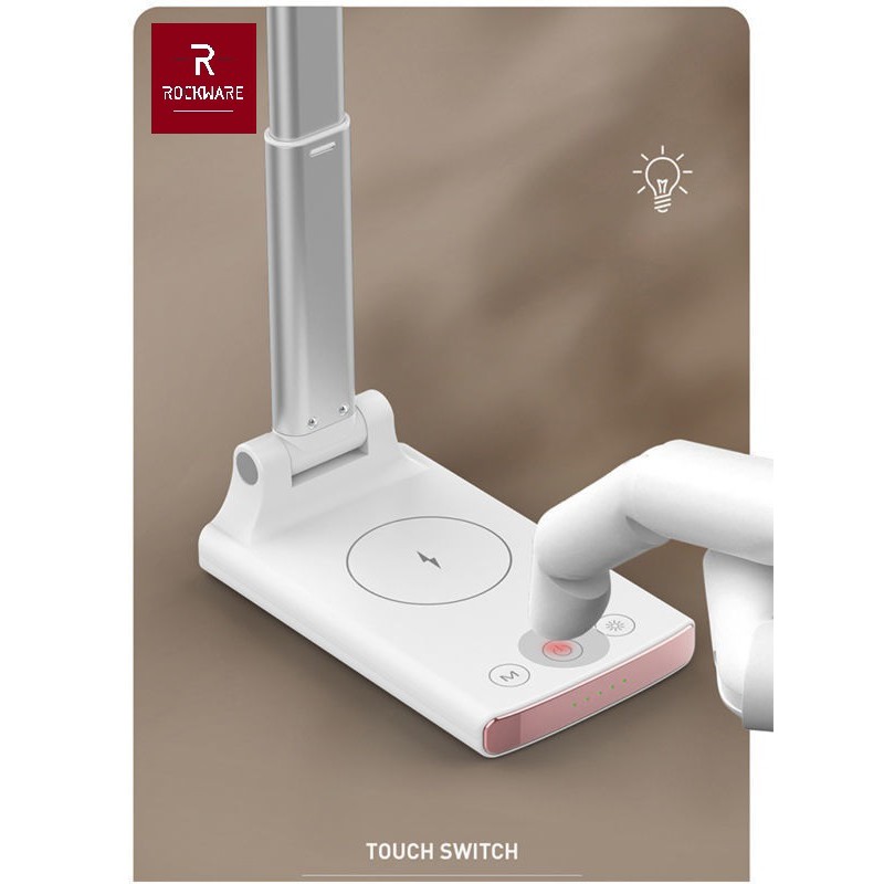 AKN88 - ROCKWARE RW-T11 Lampu Meja Portabel dengan Wireless Charger 15W