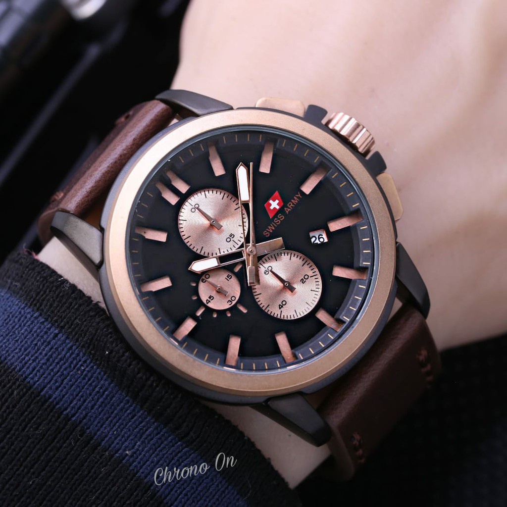 Grosiran Jam Tangan Pria Psa K9 - 47160 Analog Tali Kulit Tanggal Chronograph Aktif Original Garansi 6 Bulan Free Baterai Cadangan (COD)