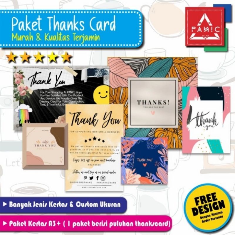 

Cetak Thankscard Custom | Thankyou Card | Kartu Ucapan | Giftcard | Hampers | Murah | PAKET A3+
