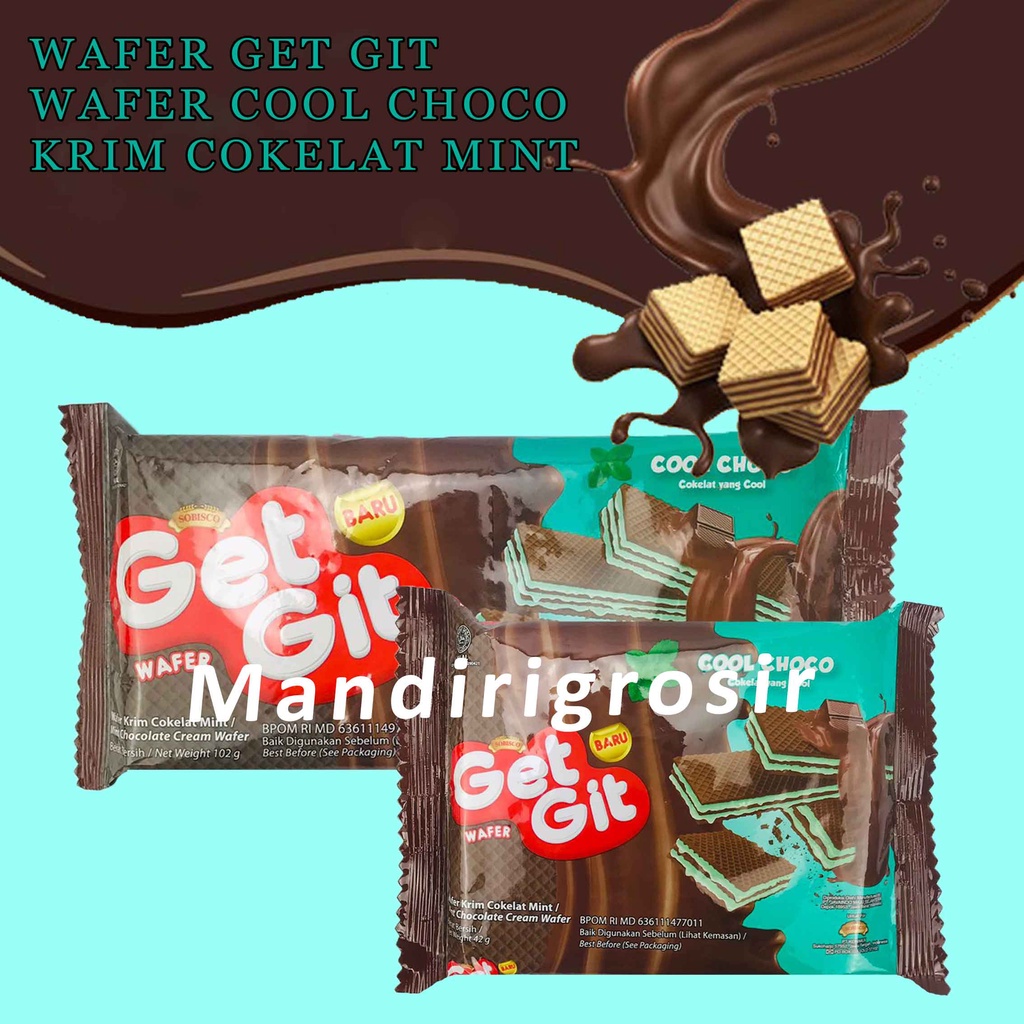 Wafer Cool Choco * Wafer Get Git * Dengan Krim Cokelat Mint * Wafer Renyah