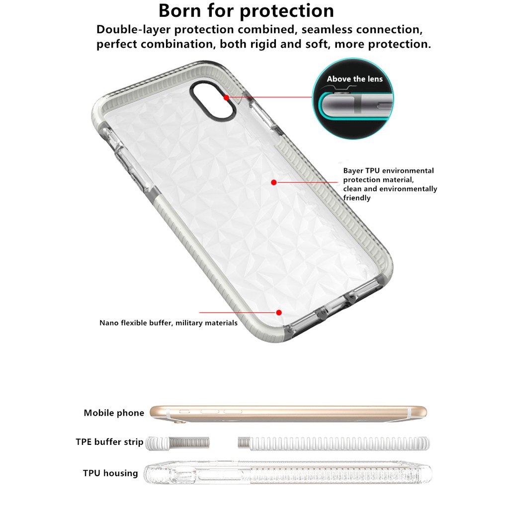 kasus iphone Case 11 Pro Max X XR XSMAX 6 7 8 6S 7Plus 8plus Diamond pattern TPU soft shell Cangkang lunak TPU