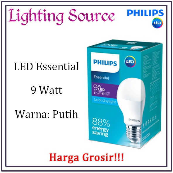 PHILIPS LED ESSENTIAL 9 WATT COOL DAYLIGHT PUTIH - LED ESSENTIAL PHILIPS 9W 9 W GROSIR 