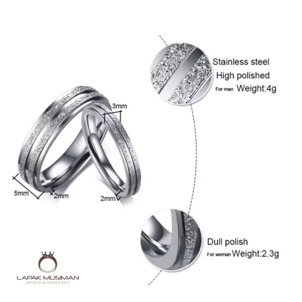 [Bayar di Tempat] CINCIN TITANIUM SILVER DOFF PRIA WANITA
