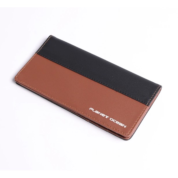 Dompet Lipat Pria Panjang Planet Ocean Hitam - Coklat Original - 620581