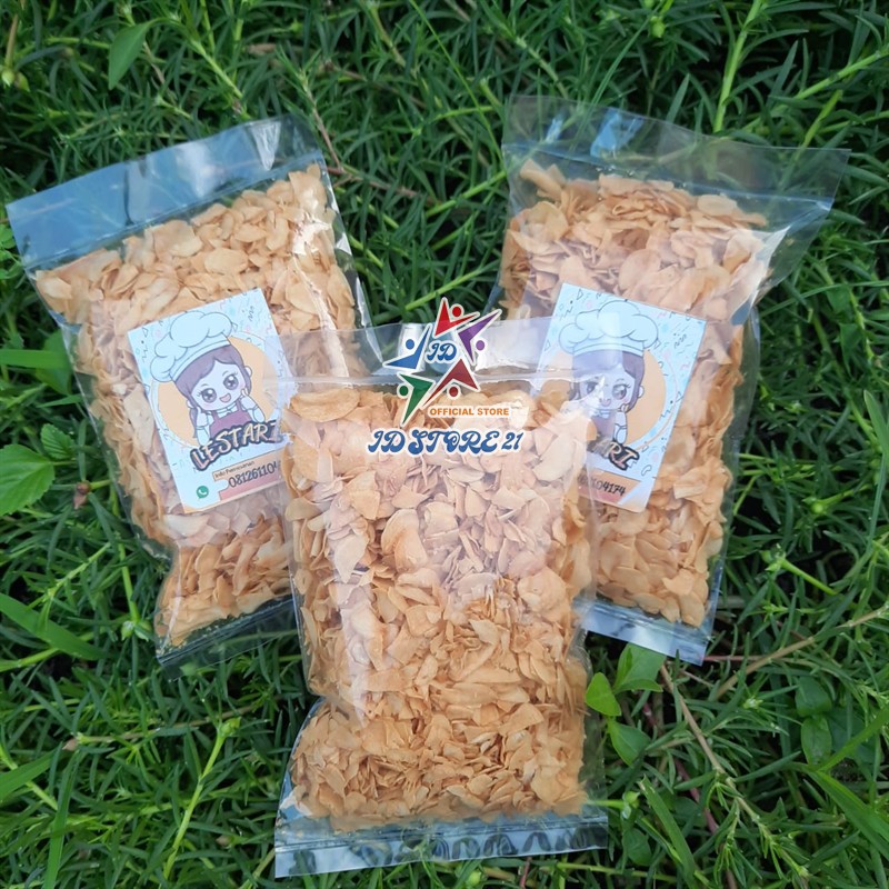 BAWANG PUTIH GORENG LESTARI 250 GRAM TANPA CAMPUR TEPUNG ASLI