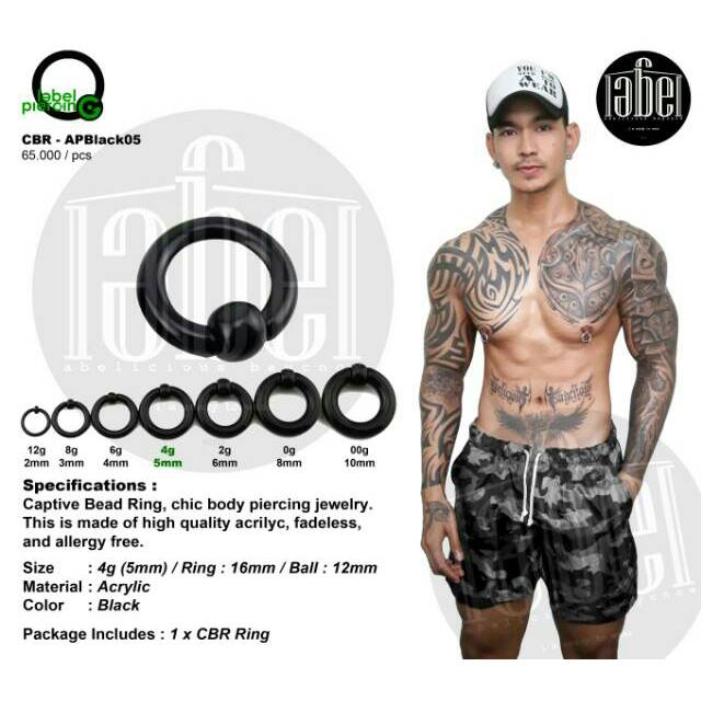 APBlack05 - TITANIUM PIERCING - NIPPLE PIERCING  - ACRYLIC PIERCING - TINDIK PUTING - BODY PIERCING