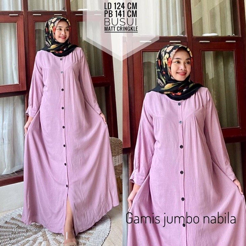 Gamis wanita jumbo crinkle nabila