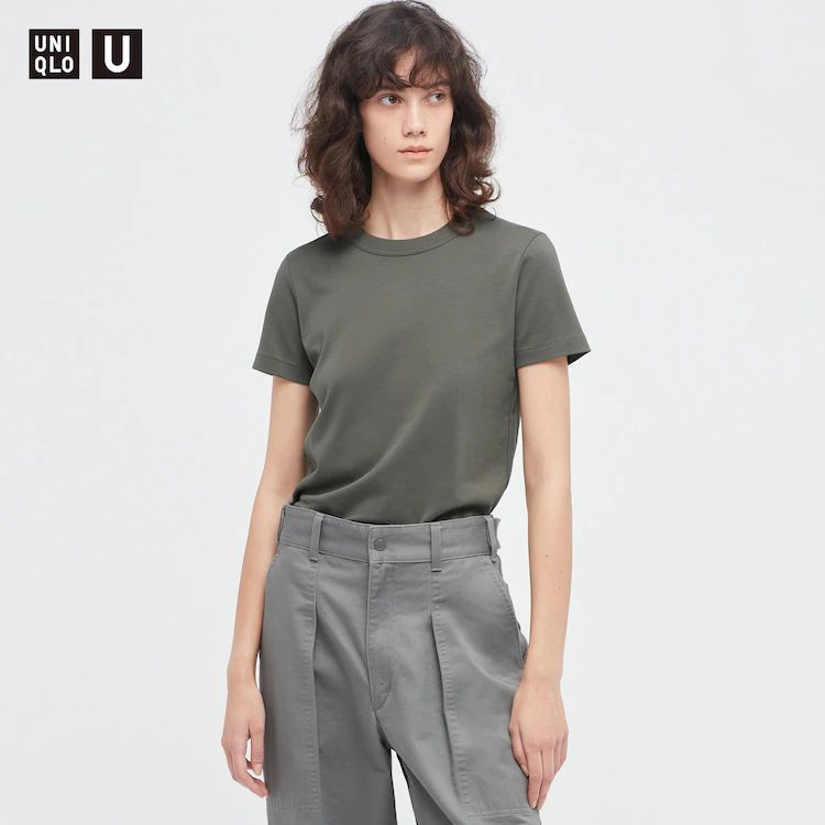 Uniqlo Crewneck Short Sleeve Tshirt-UNQ crew Army