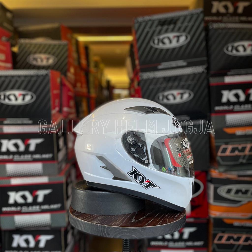 KYT Falcon SOLID White / KYT Falcon plain White / helm terbaru/ helm kyt / helm full face / 100% ori
