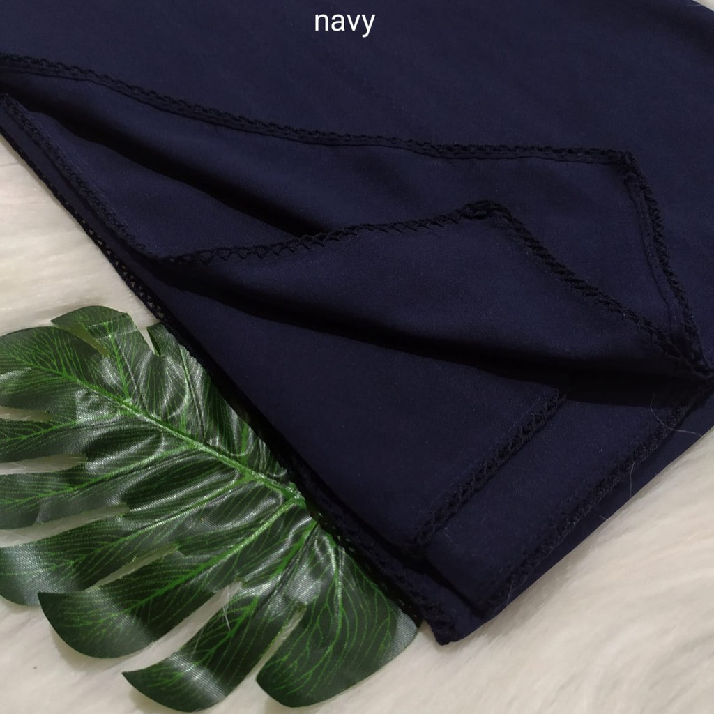 Termurah Pashmina Diamond Lace Picot  / Pasmina Crochet / Pasmina Lace Azara-Navy