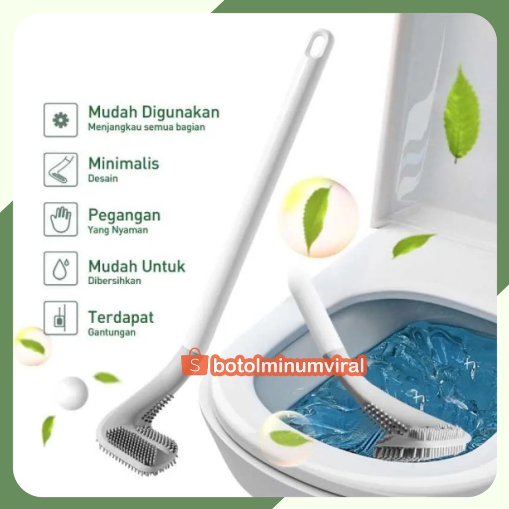 Sikat Toilet WC Kamar Mandi Silikon Flexible Sikat Desain Tongkat Golf Multifungsi