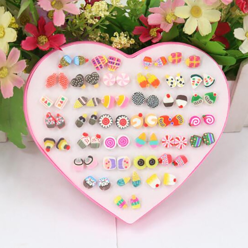 (Full Jy) 36 Pasang / Set Anting Tusuk Desain Kartun Buah Handmade Untuk Anak Perempuan