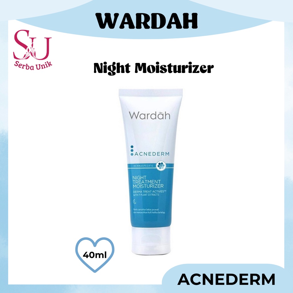 Wardah Acnederm Night Treatment Moisturizer 40ml | Pelembab Wajah Berjerawat