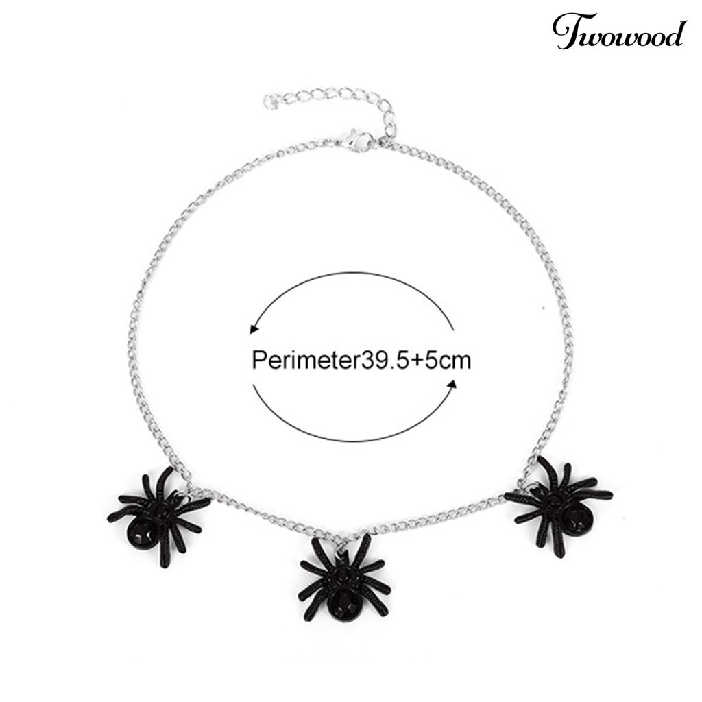 Twowood Three Spider-Shaped Pendants Women Necklace Classic Alloy Exaggerated Gothic Halloween Necklace Party Jewelry
