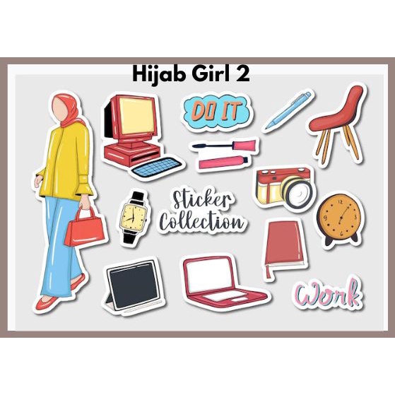 Sticker Hijab Girl Stiker HP / Laptop Muslimah Tumblr Aesthetic Murah Lucu