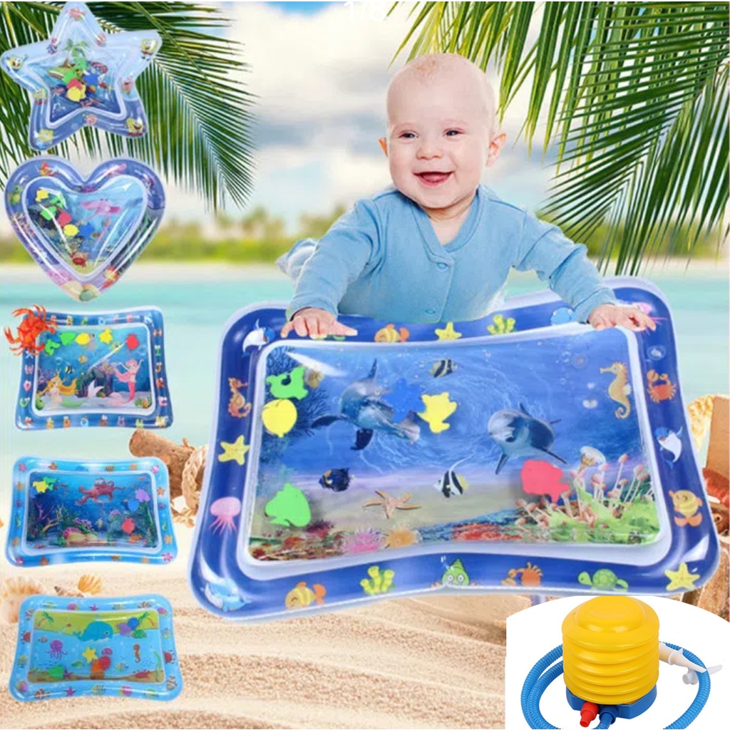 Baby Kids Water Play Mat Inflatable Infants Tummy Time Playmat Sensory Toy Funny Game Props/Baby Kids Water Play Mat/Matras Air Bayi/Playmat Mainan Edukasi Bayi