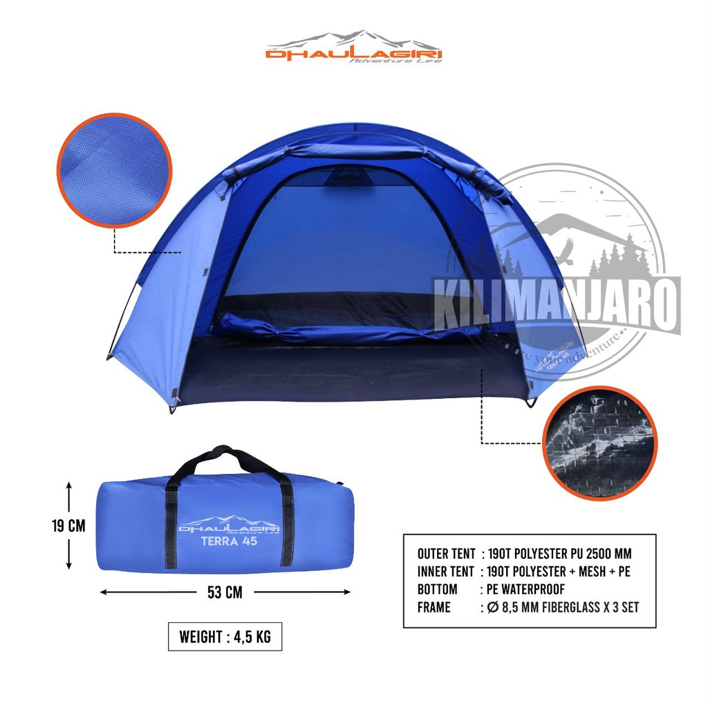 Tenda Camping Outdoor Dhaulagiri DH Terra 45 Kapasitas 4-5 orang