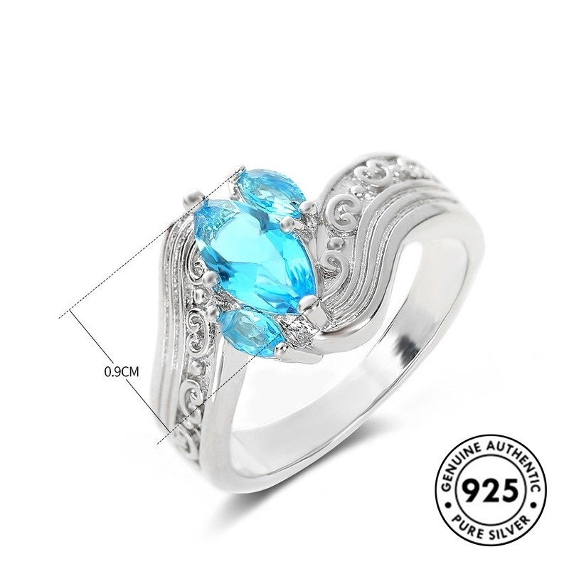 Cincin Berlian Putih Bahan S925 Silver Gaya Klasik