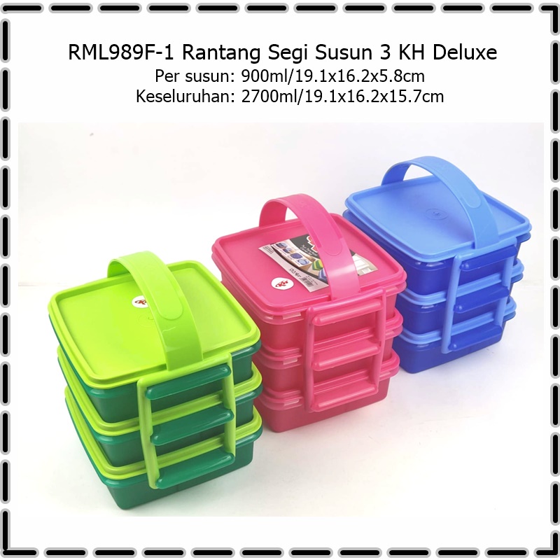 Tempat/Bekal Makan Susun/Rantang Segi Susun KH Deluxe