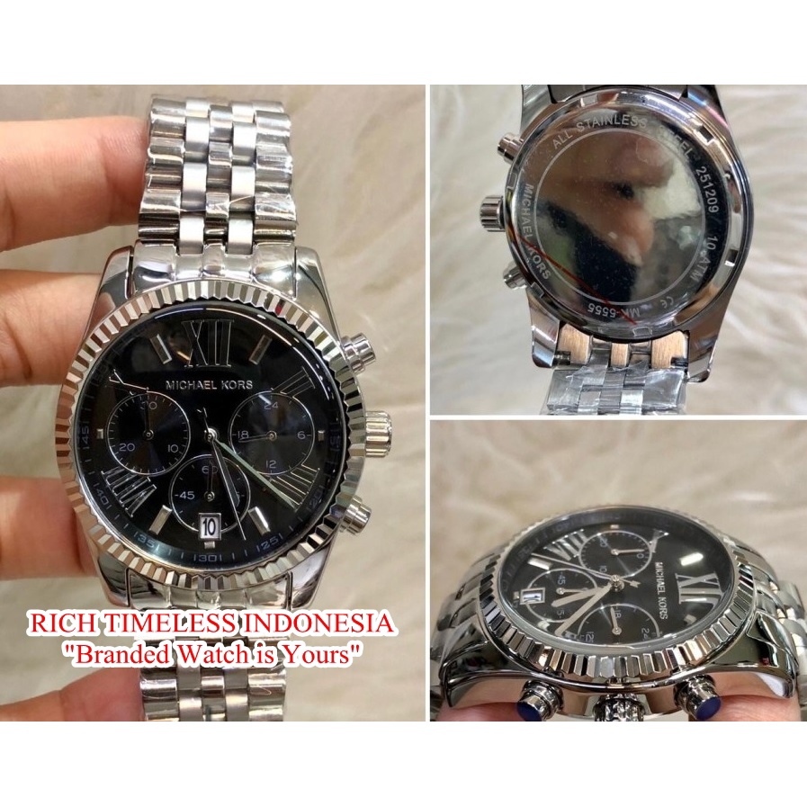 FLASH SALE JAM TANGAN WANITA MK SILVER BLACK LIMITED EDITION GARANSI 1 TH