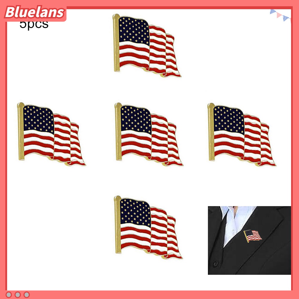 5pcs Bros Pin Enamel Desain Bendera Amerika Untuk Dekorasi Jaket Denim Tas Topi Unisex