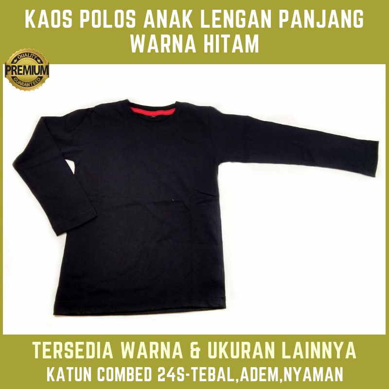  Kaos  Anak Polos Hitam  Tangan Panjang  Cowo Cewe Katun 