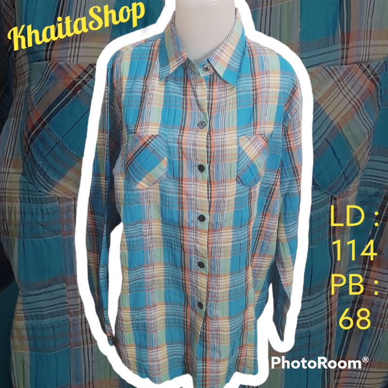 kemeja kotak biru | pielkemejacewek | biru kemeja wanita