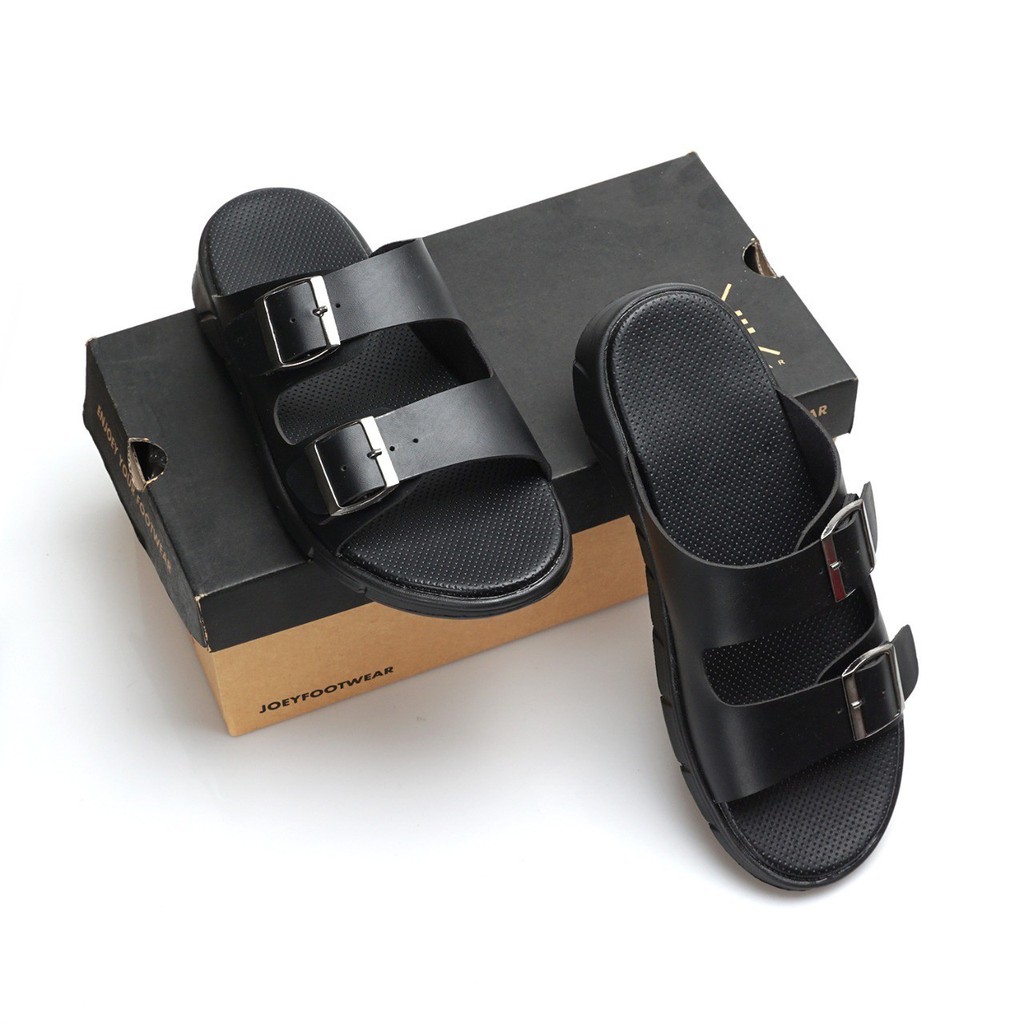 HIT BLACK |FORIND x Joey | Original Sendal Jepit Kulit Santai Kasual Pria/Cowok Sandal Footwear Ori