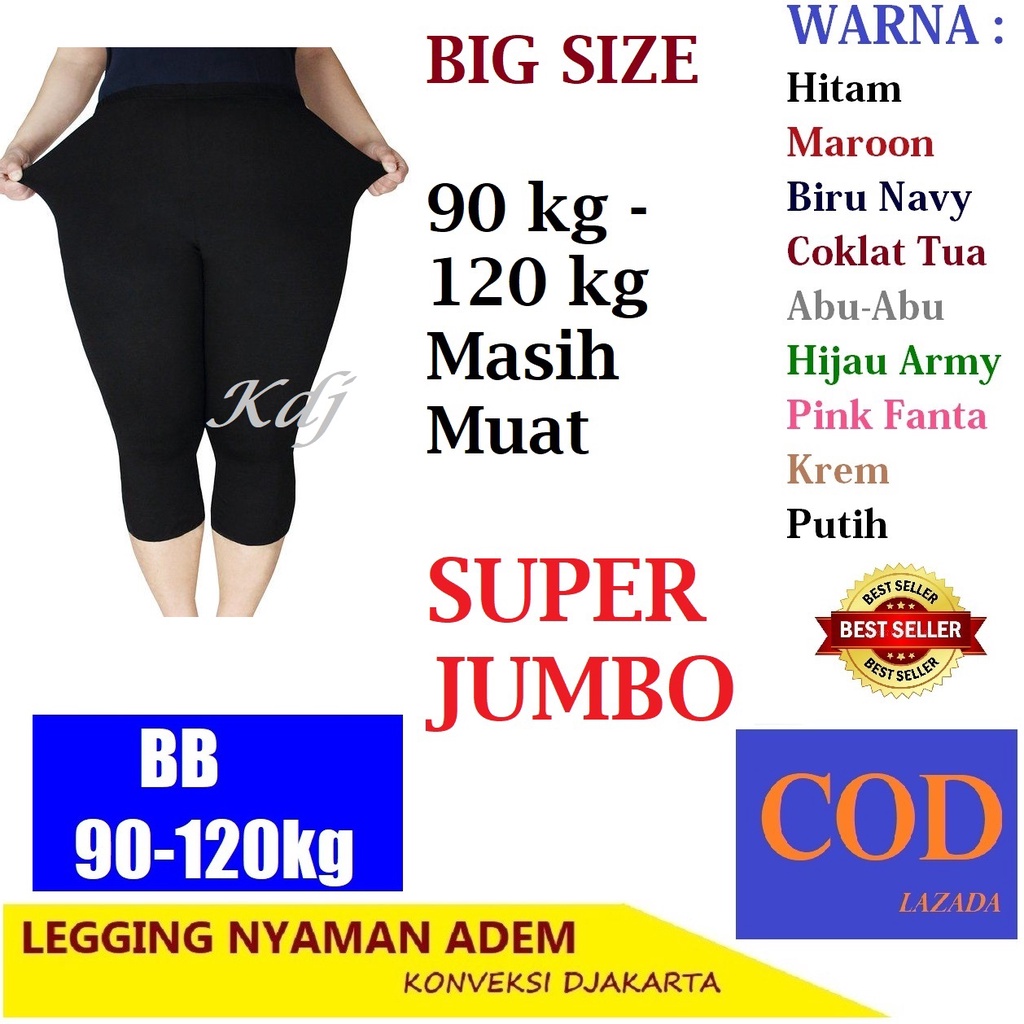 Leging 3/4 Bawah Lutut ALL Size S M L XL XXL XXXL Slim - Jumbo Celana legging Lejing Pendek Wanita Spandek Jersey size