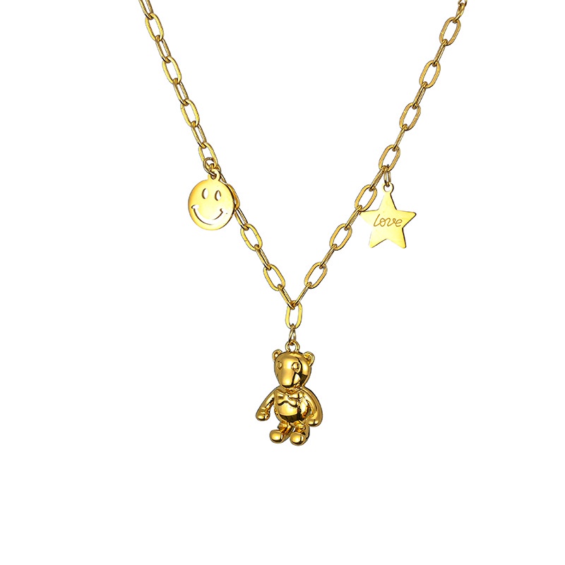 Kalung bear smile star titanium anti karat korea fashion