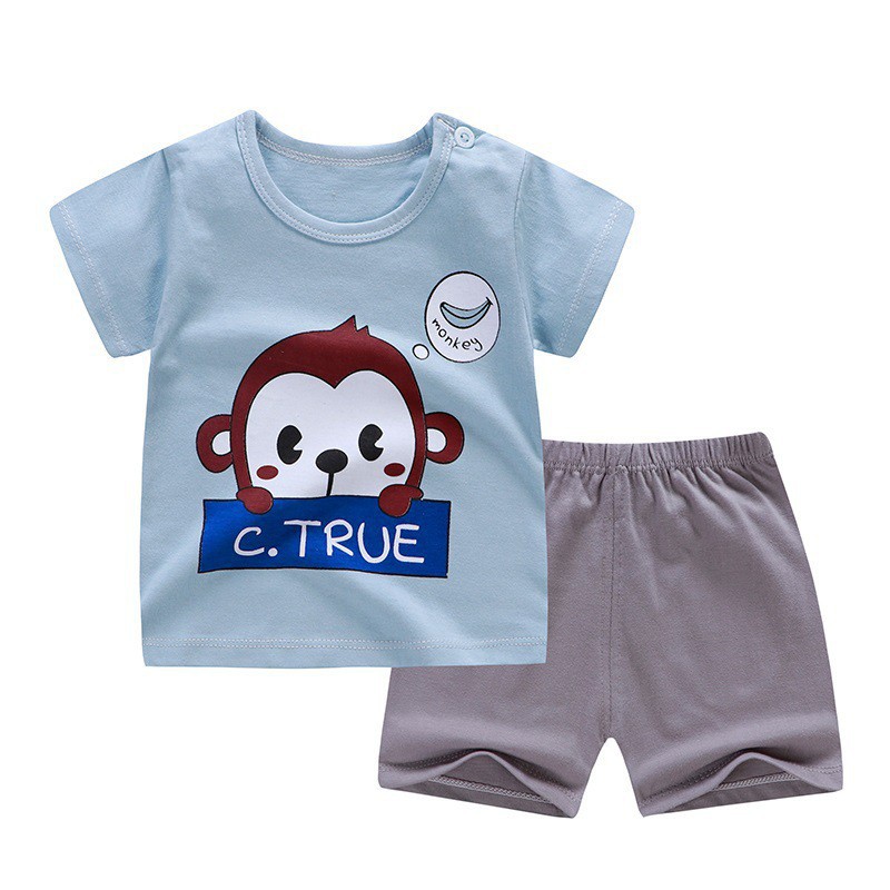 LittleAaron KIDS SUIT PENDEK Setelan Anak Bahan Kaos Lengan + Celana Berkualitas Import ebv cowok