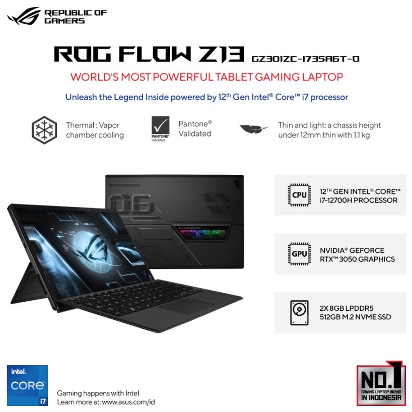 ASUS ROG FLOW Z13 GZ301ZC i7-12700H 16GB 512SSD RTX3050 4GB W11+OHS TOUCH