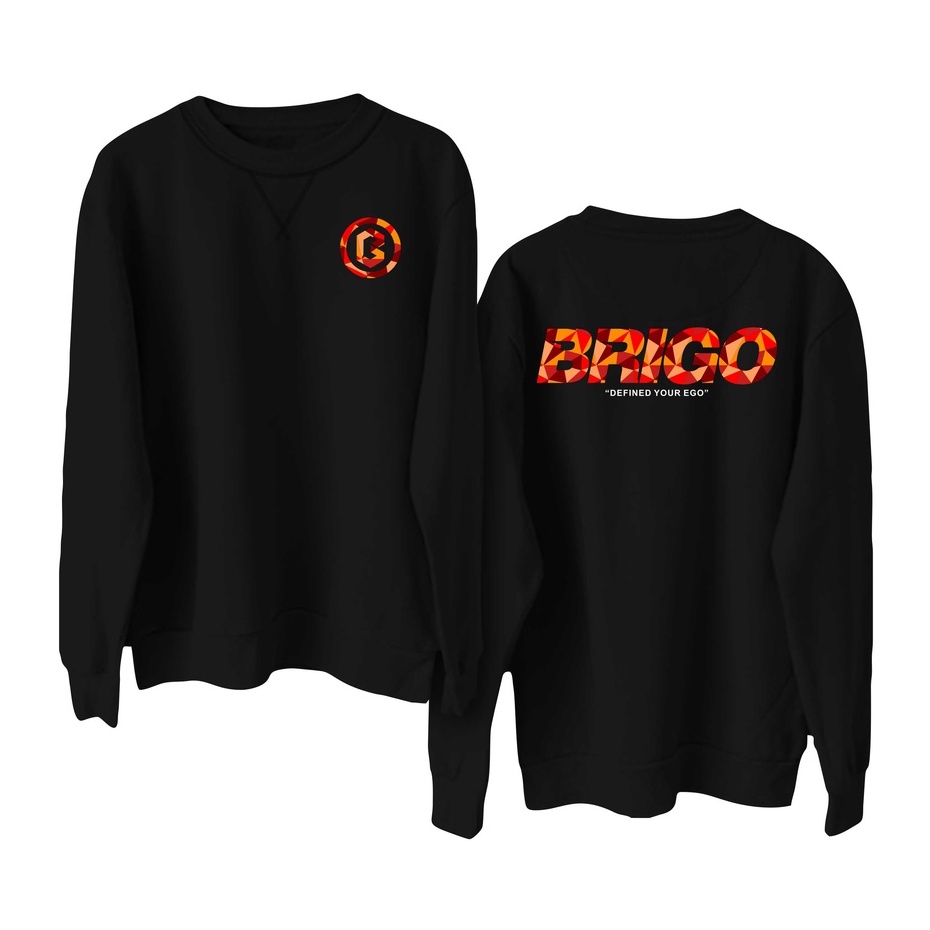 BRIGO Basic Sweatshirt  crystal II Sweater Crewneck BRIGO crystal Sablon DTF Fleece Cotton M-XXL (Pria &amp; Wanita) Free stiker&amp;Gantungan Kunci