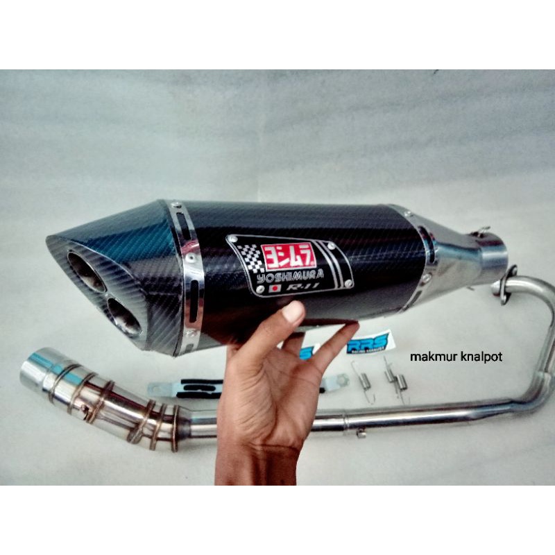Knalpot Yoshimura 2 Lubang Motor Vixion, Fu, Sonic , R15, Cb , CBR, Verza , MX king, MX old new, Meg